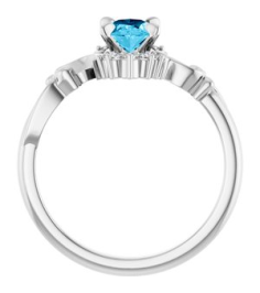 72462 Ring Set Platinum Lab-Grown Aqua Sapphire Oval 7 X 5 Mm Natural Diamond Polished Lab-Grown Aqua Sapphire And .08 Ctw Natural Diamond Ring