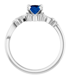 72462 Ring Set Platinum Lab-Grown Blue Sapphire Oval 7 X 5 Mm Natural Diamond Polished Lab-Grown Blue Sapphire And .08 Ctw Natural Diamond Ring