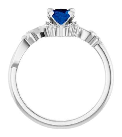72462 Ring Set Platinum Lab-Grown Blue Sapphire Oval 7 X 5 Mm Natural Diamond Polished Lab-Grown Blue Sapphire And .08 Ctw Natural Diamond Ring