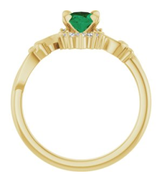 72462 Ring Set 14K Yellow Lab-Grown Emerald Oval 7 X 5 Mm Natural Diamond Polished Lab-Grown Emerald And .08 Ctw Natural Diamond Ring