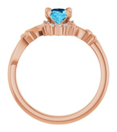 72462 Ring Set 14K Rose Lab-Grown Aqua Sapphire Oval 7 X 5 Mm Natural Diamond Polished Lab-Grown Aqua Sapphire And .08 Ctw Natural Diamond Ring