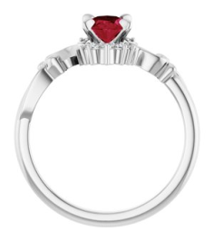 72462 Ring Set Platinum Lab-Grown Ruby Oval 7 X 5 Mm Natural Diamond Polished Lab-Grown Ruby And .08 Ctw Natural Diamond Ring