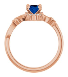 72462 Ring Set 14K Rose Lab-Grown Blue Sapphire Oval 7 X 5 Mm Natural Diamond Polished Lab-Grown Blue Sapphire And .08 Ctw Natural Diamond Ring