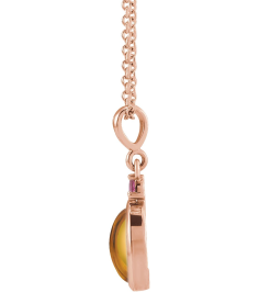 87438 Necklace Set 14K Rose Oval Natural Citrine 5 X 3 Mm Natural Pink Tourmaline 16-18 In Polished Natural Citrine And Pink Tourmaline Bezel-Set Cabochon Necklace