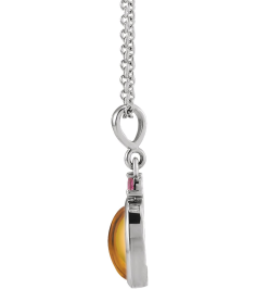 87438 Necklace Set Platinum Oval Natural Citrine 6 X 4 Mm Natural Pink Tourmaline 16-18 In Polished Natural Citrine And Pink Tourmaline Bezel-Set Cabochon Necklace