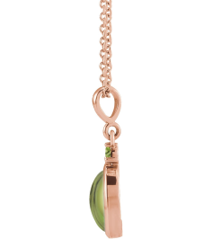 87438 Necklace Set 14K Rose Oval Natural Peridot 5 X 3 Mm Natural Peridot 16-18 In Polished Natural Peridot Bezel-Set Cabochon Necklace