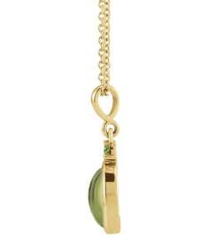 87438 Necklace Set 14K Yellow Oval Natural Peridot 6 X 4 Mm Natural Peridot 16-18 In Polished Natural Peridot Bezel-Set Cabochon Necklace
