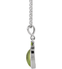 87438 Necklace Set Sterling Silver Oval Natural Peridot 6 X 4 Mm Natural Peridot 16-18 In Polished Natural Peridot Bezel-Set Cabochon Necklace