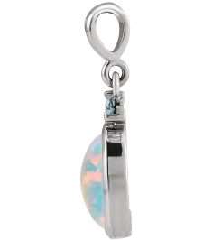87438 Pendant Set 14K White Oval Lab-Grown White Opal 6 X 4 Mm Natural London Blue Topaz Polished Lab-Grown White Opal And Natural London Blue Topaz Bezel-Set Cabochon Pendant