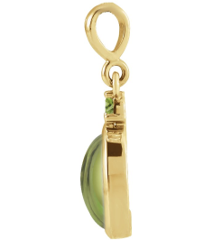 87438 Pendant Set 14K Yellow Oval Natural Peridot 8 X 6 Mm Natural Peridot Polished Natural Peridot Bezel-Set Cabochon Pendant