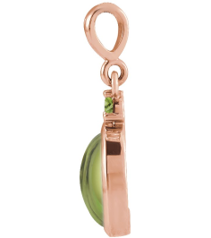 87438 Pendant Set 14K Rose Oval Natural Peridot 8 X 6 Mm Natural Peridot Polished Natural Peridot Bezel-Set Cabochon Pendant