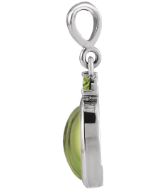 87438 Pendant Set 14K White Oval Natural Peridot 5 X 3 Mm Natural Peridot Polished Natural Peridot Bezel-Set Cabochon Pendant