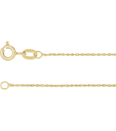 Ch1105 14K Yellow Singapore .5 Mm 7 In Spring Ring Diamond-Cut Diamond-Cut Singapore Chain