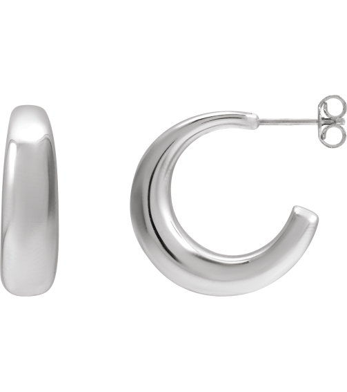 689324 Earring Sterling Silver 19.2 X 19.2 Mm Pair Friction Backs Included Polished Hoop Earrings