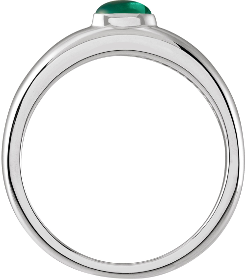 72387 Ring Set 14K White Natural Emerald Oval 5 X 3 Mm Polished Natural Emerald Cabochon Petite Dome Ring