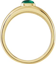 72387 Ring Set 14K Yellow Natural Emerald Oval 5 X 3 Mm Polished Natural Emerald Cabochon Petite Dome Ring