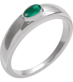 72387 Ring Set Platinum Natural Emerald Oval 5 X 3 Mm Polished Natural Emerald Cabochon Petite Dome Ring