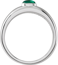 72387 Ring Set Platinum Natural Emerald Oval 5 X 3 Mm Polished Natural Emerald Cabochon Petite Dome Ring