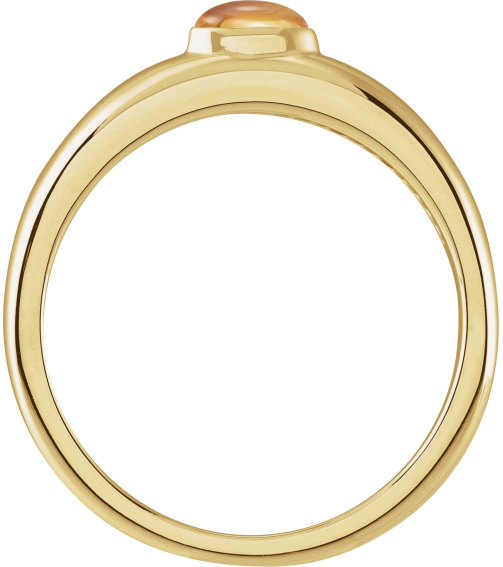 72387 Ring Set 14K Yellow Natural Citrine Oval 6 X 4 Mm Polished Natural Citrine Cabochon Petite Dome Ring