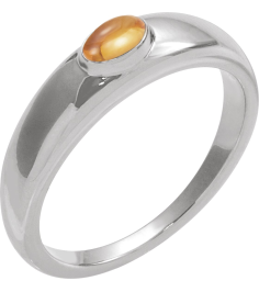 72387 Ring Set Platinum Natural Citrine Oval 6 X 4 Mm Polished Natural Citrine Cabochon Petite Dome Ring