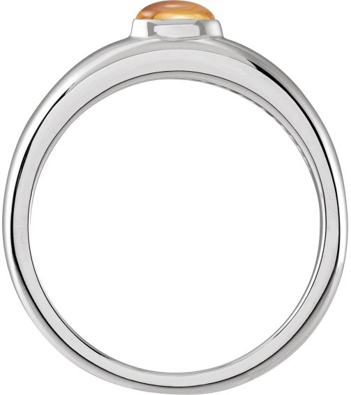72387 Ring Set Platinum Natural Citrine Oval 6 X 4 Mm Polished Natural Citrine Cabochon Petite Dome Ring