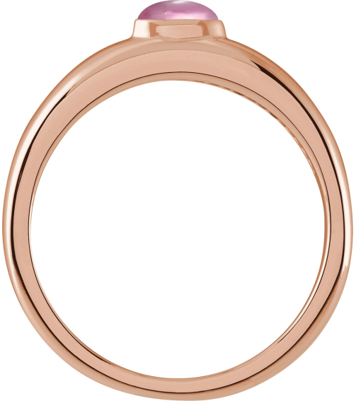 72387 Ring Set 14K Rose Natural Pink Tourmaline Oval 7 X 5 Mm Polished Natural Pink Tourmaline Cabochon Petite Dome Ring