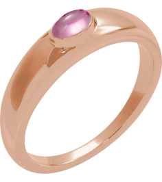 72387 Ring Set 14K Rose Natural Pink Tourmaline Oval 5 X 3 Mm Polished Natural Pink Tourmaline Cabochon Petite Dome Ring