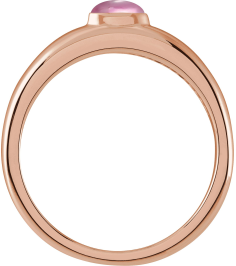 72387 Ring Set 14K Rose Natural Pink Tourmaline Oval 5 X 3 Mm Polished Natural Pink Tourmaline Cabochon Petite Dome Ring