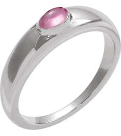 72387 Ring Set Platinum Natural Pink Tourmaline Oval 5 X 3 Mm Polished Natural Pink Tourmaline Cabochon Petite Dome Ring