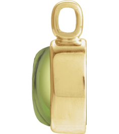 23487 Pendant Set 14K Yellow Oval Natural Peridot 6 X 4 Mm Polished Natural Peridot Cabochon Bezel Pendant