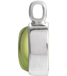 23487 Pendant Set 14K White Oval Natural Peridot 7 X 5 Mm Polished Natural Peridot Cabochon Bezel Pendant