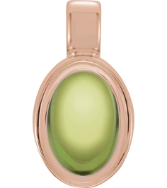 23487 Pendant Set 14K Rose Oval Natural Peridot 7 X 5 Mm Polished Natural Peridot Cabochon Bezel Pendant