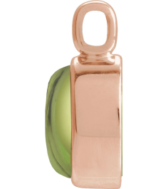 23487 Pendant Set 14K Rose Oval Natural Peridot 7 X 5 Mm Polished Natural Peridot Cabochon Bezel Pendant