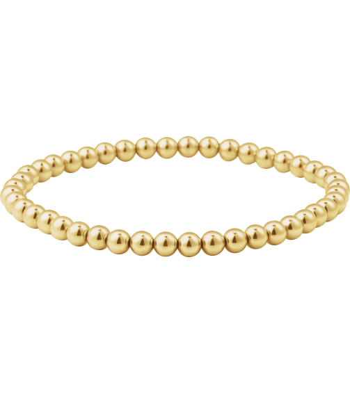 Brc999 14K Yellow Gold Filled 4 Mm 6 12 In Polished Beaded Elastic Bracelet