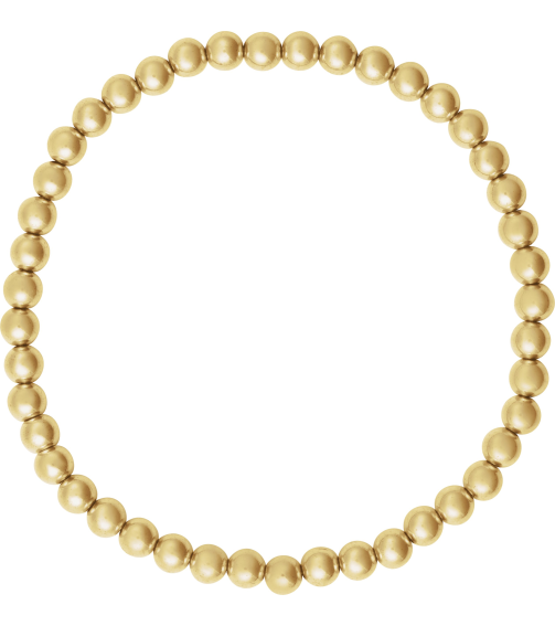 Brc999 14K Yellow Gold Filled 4 Mm 6 12 In Polished Beaded Elastic Bracelet