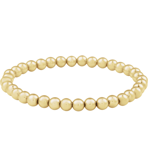 Brc999 14K Yellow Gold Filled 5 Mm 6 12 In Polished Beaded Elastic Bracelet