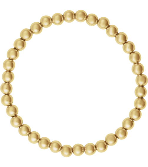 Brc999 14K Yellow Gold Filled 5 Mm 6 12 In Polished Beaded Elastic Bracelet