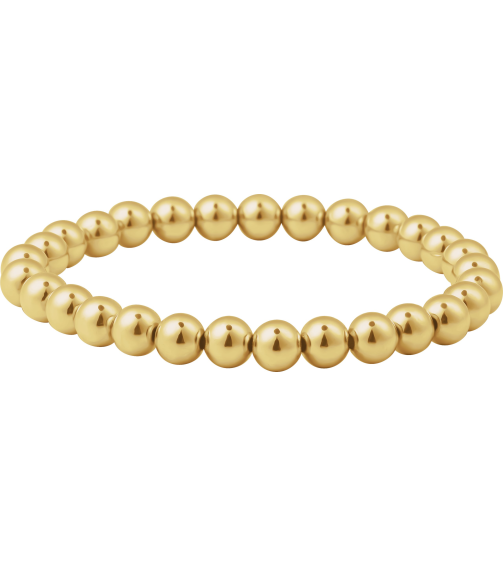 Brc999 14K Yellow Gold Filled 6 Mm 6 12 In Polished Beaded Elastic Bracelet