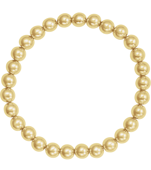 Brc999 14K Yellow Gold Filled 6 Mm 6 12 In Polished Beaded Elastic Bracelet