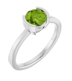 72361 Ring Set 14K White Natural Peridot Round 6 Mm Polished Natural Peridot Ring