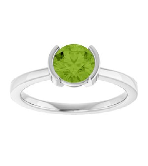 72361 Ring Set 14K White Natural Peridot Round 6 Mm Polished Natural Peridot Ring