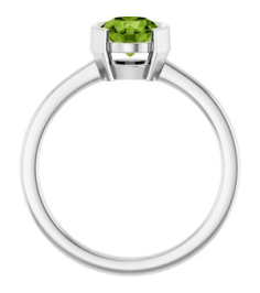 72361 Ring Set 14K White Natural Peridot Round 6 Mm Polished Natural Peridot Ring