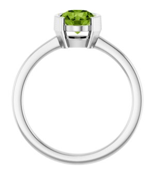 72361 Ring Set 14K White Natural Peridot Round 6 Mm Polished Natural Peridot Ring