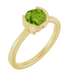 72361 Ring Set 14K Yellow Natural Peridot Round 6 Mm Polished Natural Peridot Ring