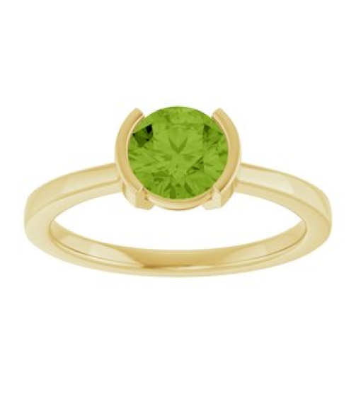 72361 Ring Set 14K Yellow Natural Peridot Round 6 Mm Polished Natural Peridot Ring