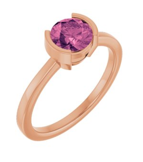 72361 Ring Set 14K Rose Natural Pink Tourmaline Round 6 Mm Polished Natural Pink Tourmaline Ring