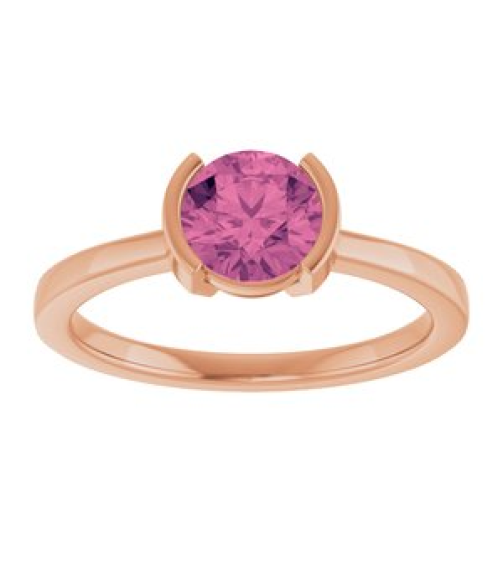 72361 Ring Set 14K Rose Natural Pink Tourmaline Round 6 Mm Polished Natural Pink Tourmaline Ring