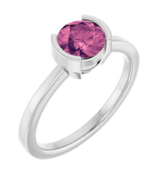 72361 Ring Set 14K White Natural Pink Tourmaline Round 6 Mm Polished Natural Pink Tourmaline Ring