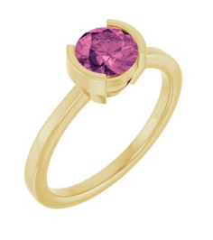 72361 Ring Set 14K Yellow Natural Pink Tourmaline Round 6 Mm Polished Natural Pink Tourmaline Ring