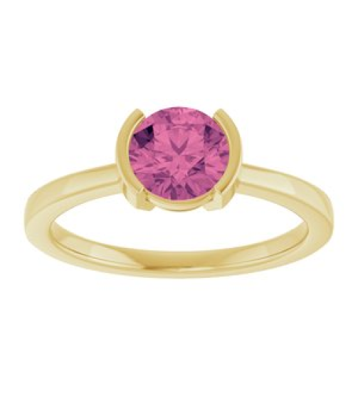 72361 Ring Set 14K Yellow Natural Pink Tourmaline Round 6 Mm Polished Natural Pink Tourmaline Ring